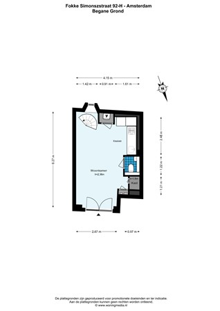 Floor plan - Fokke Simonszstraat 92H, 1017 TK Amsterdam 